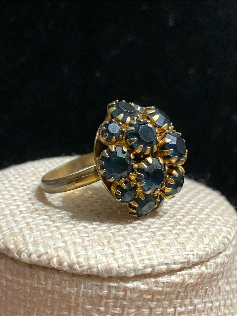 VTG Cluster Ring with Deep Blue Stones